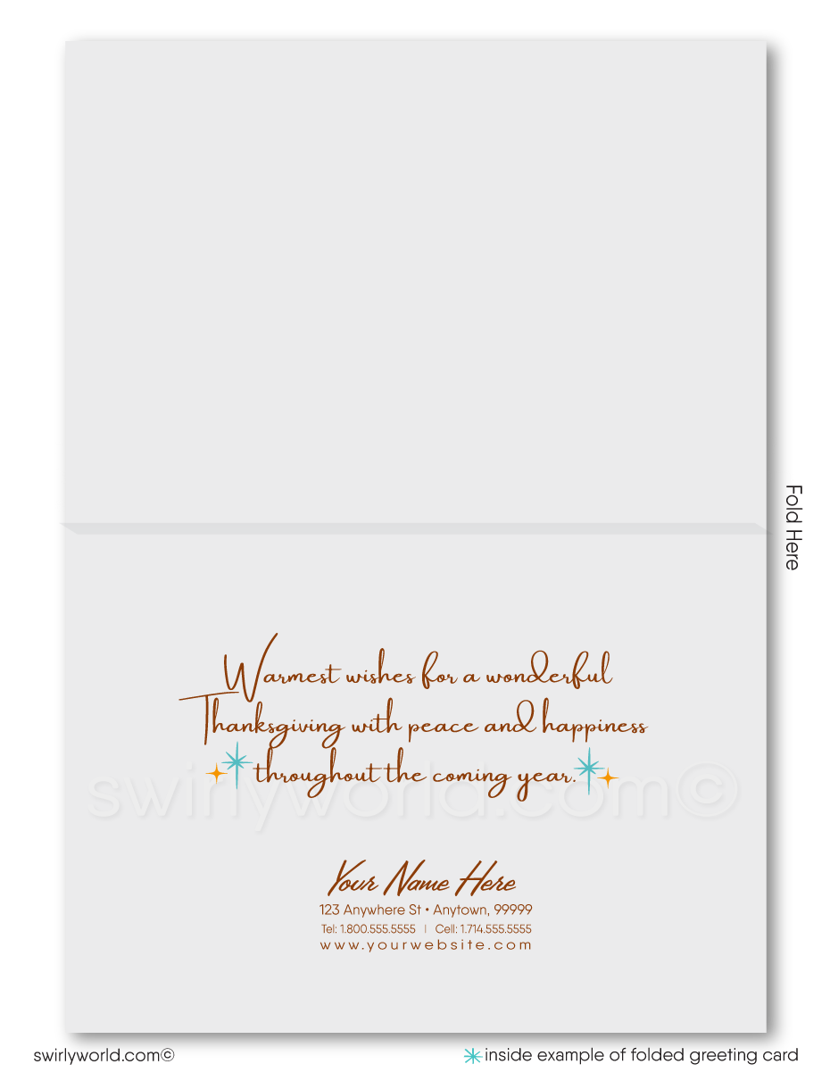 Vintage 1950's Retro Atomic Mid-Century Modern Thanksgiving Cards