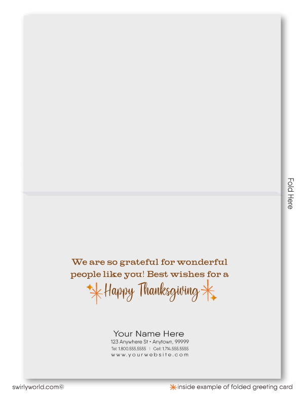 Retro modern professional Happy Thanksgiving greeting cards for business customers.
