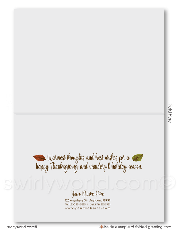 Modern Contemporary Retro Fall Autumn Corporate Company Business Happy Thanksgiving Cards for Customers.