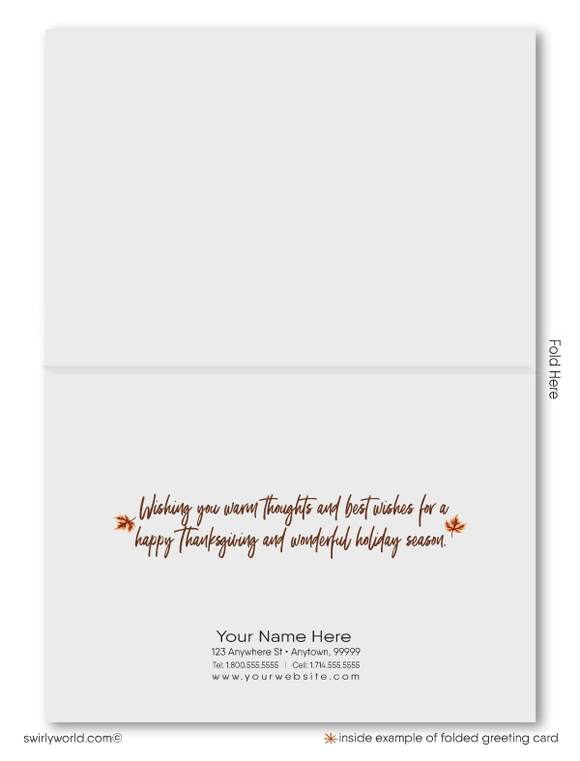 Traditional Rustic Professional Corporate Happy Thanksgiving Cards for Customers