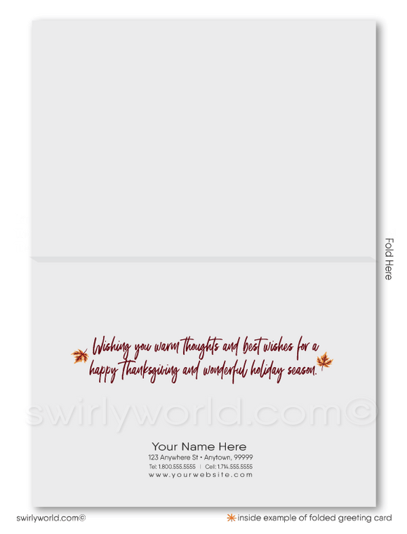 Fall Autumn Foliage Realtor Happy Thanksgiving Greeting Cards for Clients.