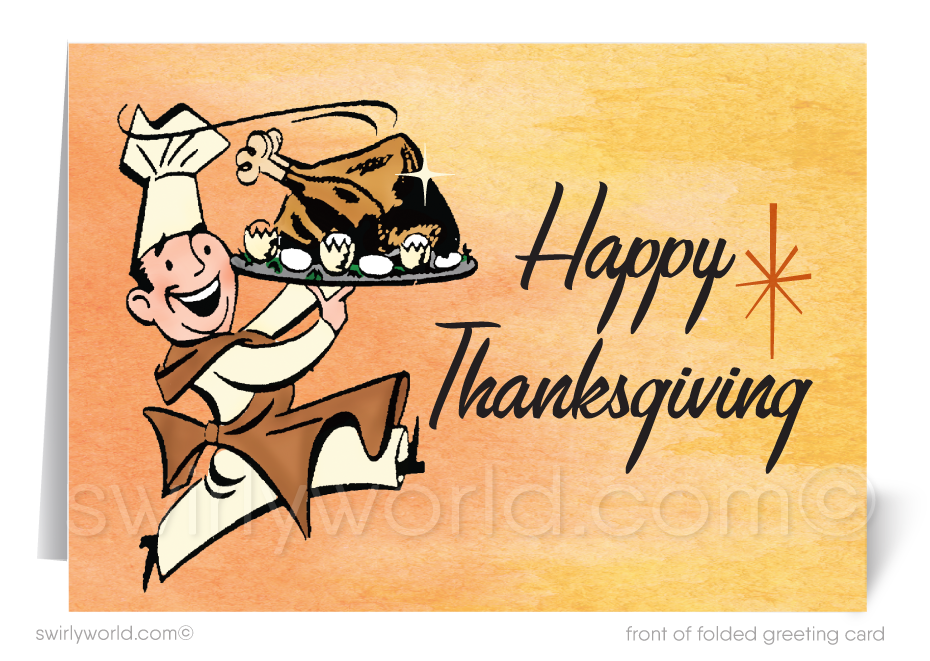 1950s Vintage Retro Mid-Century Style Happy Thanksgiving Greeting Cards for Clients