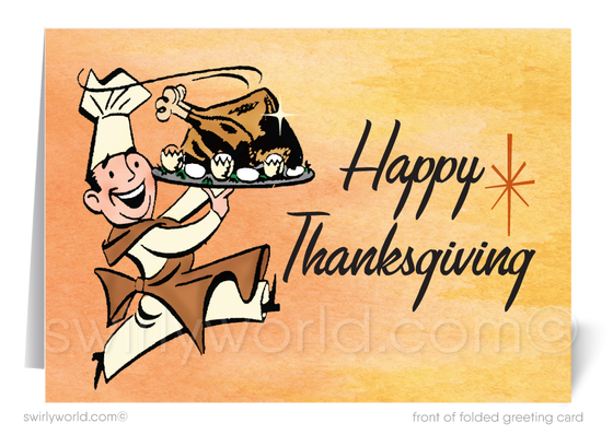 1950's Vintage Retro Mid-Century Style Thanksgiving Greeting Cards