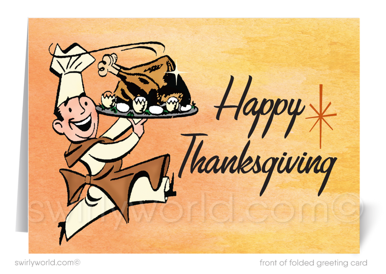 1950s Vintage Retro Mid-Century Style Happy Thanksgiving Greeting Cards for Clients