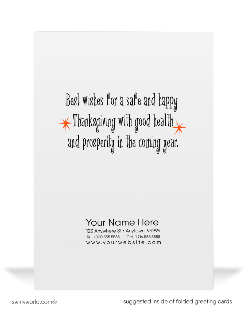 Vintage Mid-Century Thanksgiving Cards with Retro Fall Elements