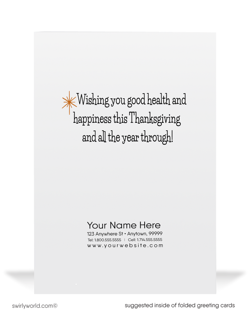 1950s Vintage Mid-Century Happy Thanksgiving Card – Kitschy Pilgrim Girl with Wishbone