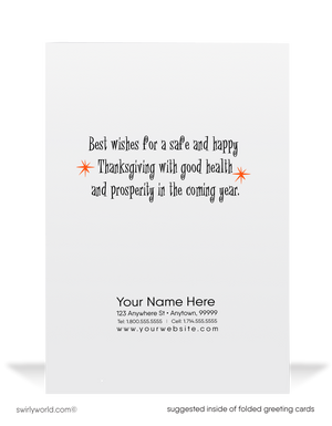 1950s-1960s VVintage Mid-Century Thanksgiving Card with Turkey and Rustic Fence Design