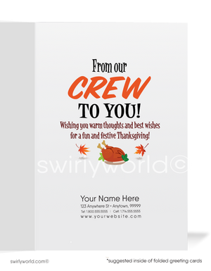 Thanksgiving Greeting Card with Pilgrims and Turkey: "Happy Thanksgiving" Personalized Options Available