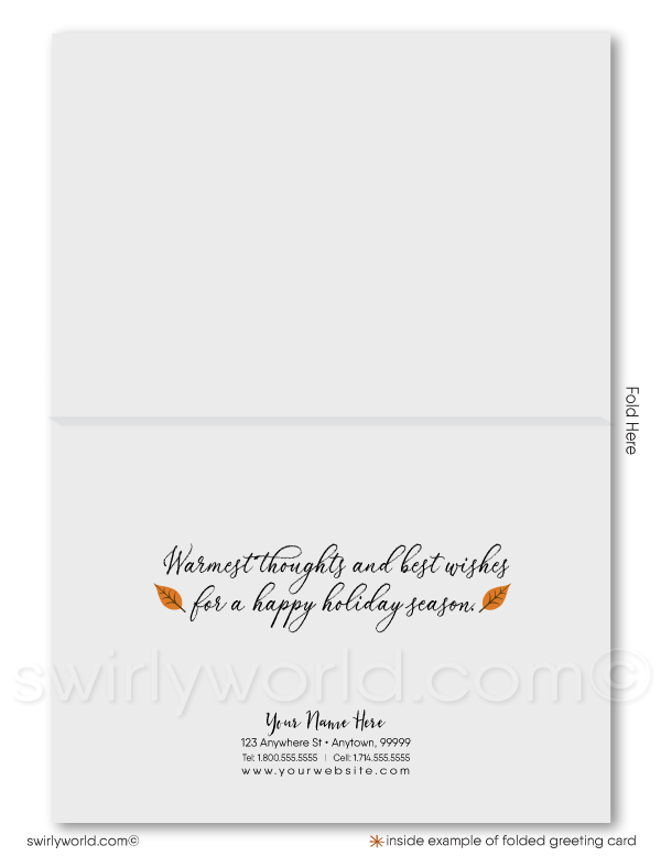 Whimsical Fall Foliage Tree Professional Happy Thanksgiving Cards for Business Clients