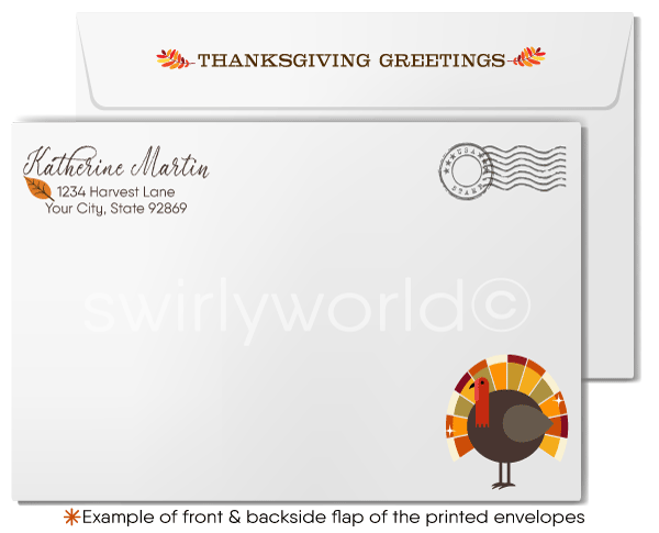 Whimsical Fall Foliage Tree Professional Happy Thanksgiving Cards for Business Clients