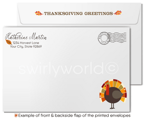Customizable Whimsical Thanksgiving Greeting Card with Autumn Tree and Falling Leaves