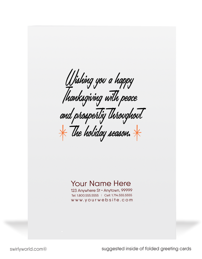 1950s-1960s Retro Mid-Century Atomic Mod Turkey Happy Thanksgiving Cards