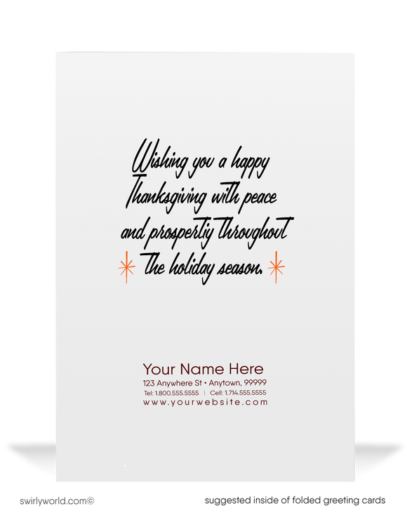 1950s Retro Mid-Century Atomic Mod Turkey Happy Thanksgiving Cards