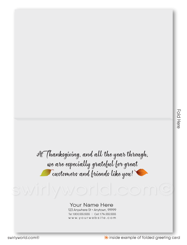 Fall Autumn Foliage Business Happy Thanksgiving Greeting Cards for Customers