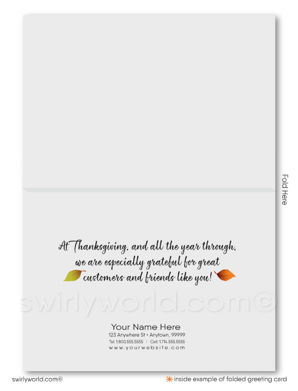 Fall Autumn Foliage Business Happy Thanksgiving Greeting Cards for Clients.