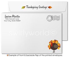 Whimsical Thanksgiving Autumn Foliage Greeting Card with Vibrant Autumn Leaves
