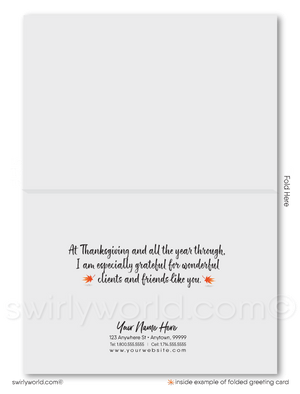 Unique Fall Autumn Marketing Professional Realtor Happy Thanksgiving Greeting Cards for Clients