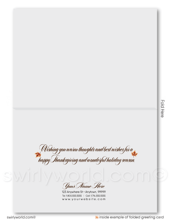 Fall Autumn Business Marketing Professional Realtor Happy Thanksgiving Cards for Clients.
