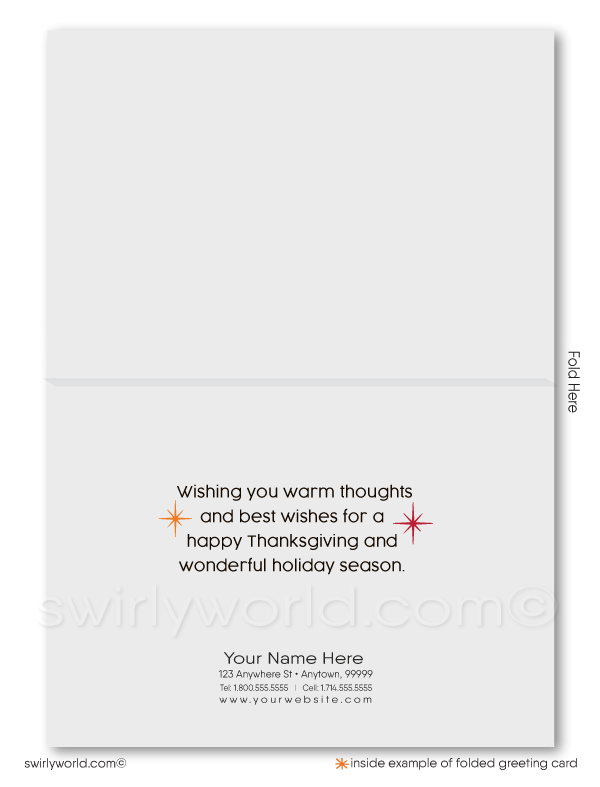 Mid-Century Retro Modern Happy Thanksgiving Cards for Business Customers. Eichler mid-century modern home on Thanksgiving Fall Autumn