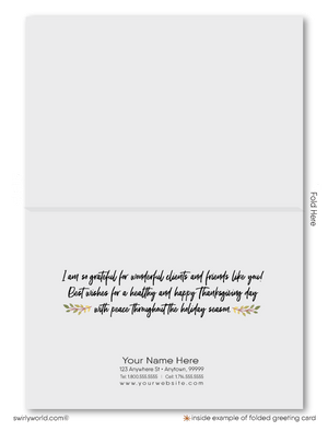 Customizable Watercolor Thanksgiving Greeting Card with Lakeside Fall Scene for Realtors