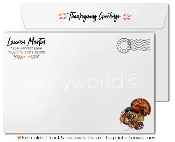 Watercolor Fall Autumn Professional Realtor Happy Thanksgiving Cards for Clients