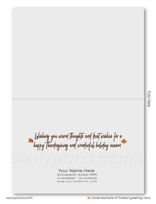 Digital Download Festive Fall Autumn Woman Realtor® Thanksgiving Cards for Clients