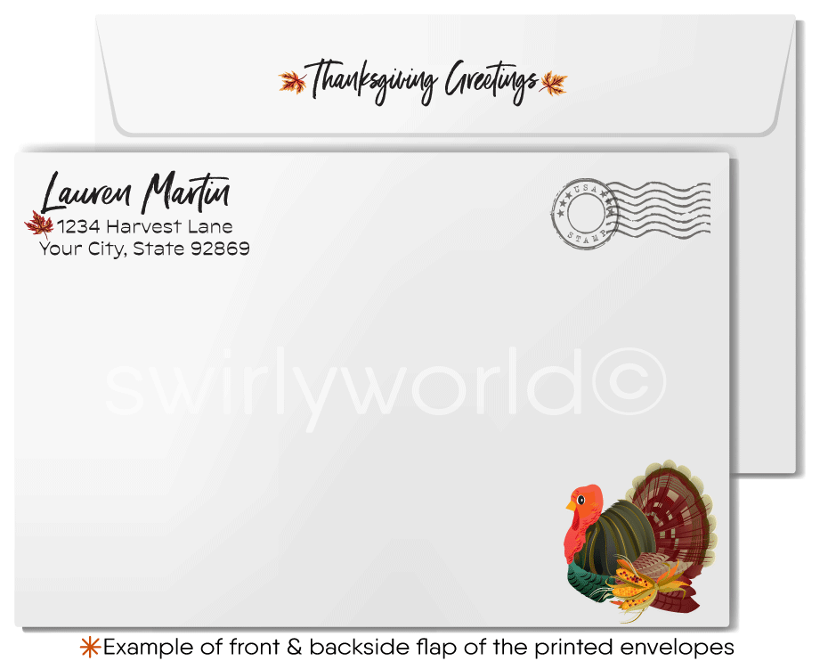 Digital Download Festive Fall Autumn Woman Realtor® Thanksgiving Cards for Clients