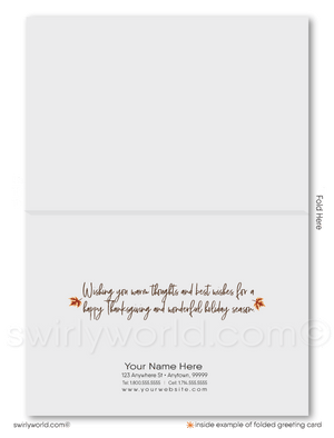 Whimsical Thanksgiving Greeting Card with Fall Landscape and Quaint House