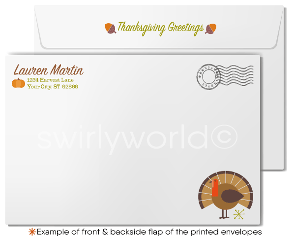 Mid-Century Modern Thanksgiving Greeting Card with Retro Turkey and Typography