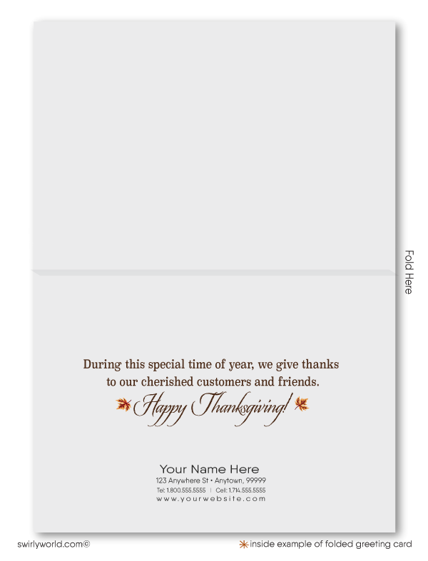 Traditional Watercolor Business Professional Happy Thanksgiving Cards for Customers