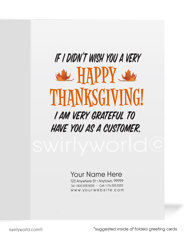 Funny Grateful Turkey Business Happy Thanksgiving Cards for Customers