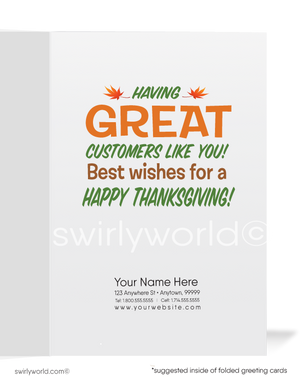 Humorous Football-Themed Turkey: Happy Thanksgiving Cards for Your Valued Customers
