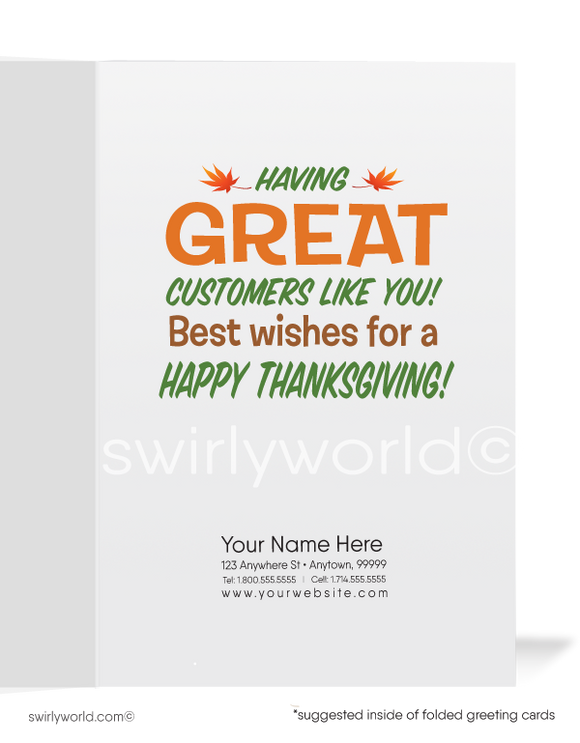 Humorous Football-Themed Turkey: Happy Thanksgiving Cards for Your Valued Customers