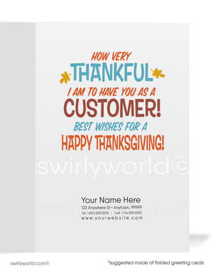 Funny Thanksgiving Card – Witty Turkey in Disguise with Customer Appreciation Message
