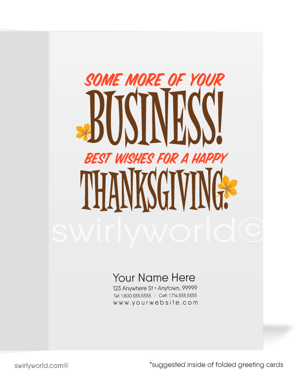 Amusing "Gobble Up" Turkey: Business Thanksgiving Greeting Cards for Customers