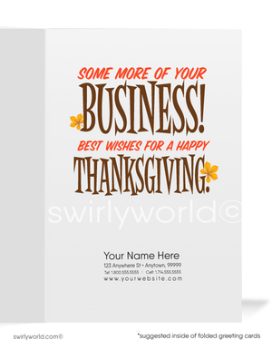Amusing "Gobble Up" Turkey: Business Thanksgiving Greeting Cards for Customers