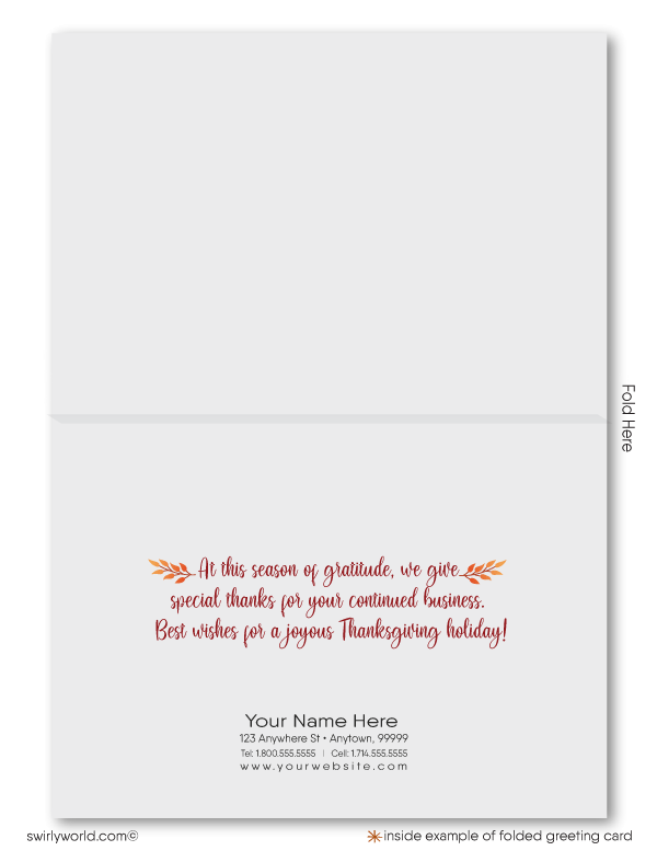 Modern Fall Autumn Festive Corporate Business Happy Thanksgiving Cards for Customers