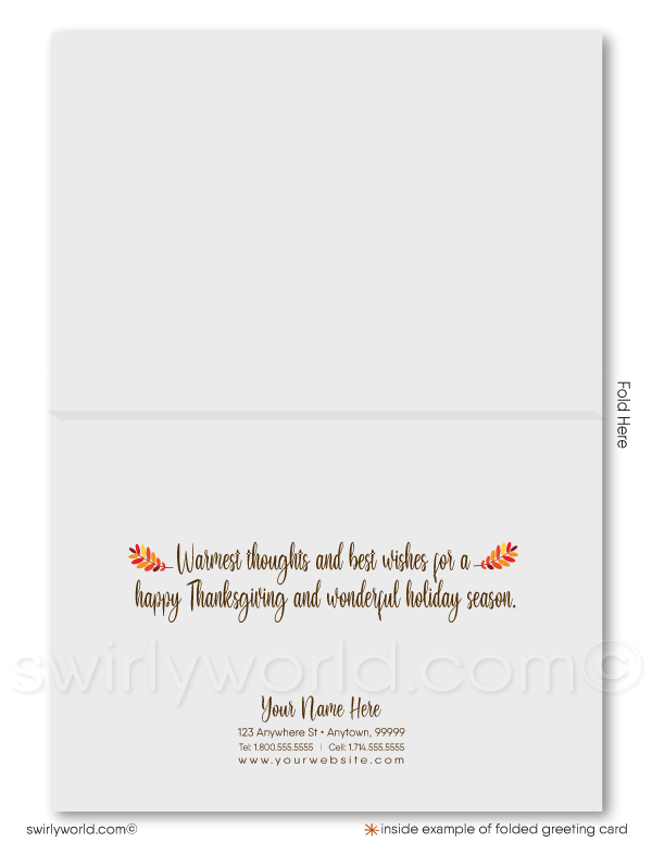 Whimsical Fall Foliage Tree Professional Happy Thanksgiving Cards for Business Customers.
