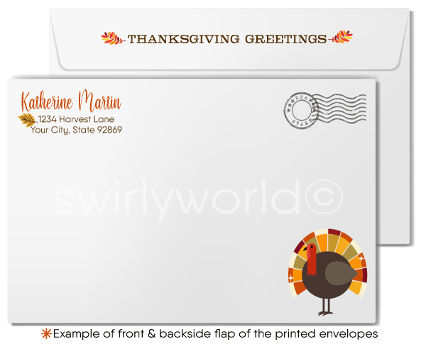 Whimsical Fall Foliage Tree Professional Happy Thanksgiving Cards for Business Customers
