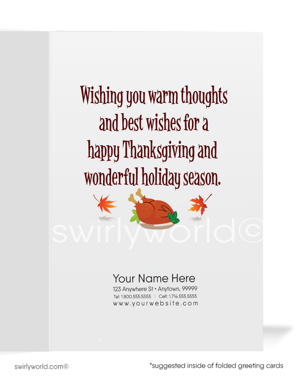 Festive Fall Cute Scarecrow Business Thanksgiving Cards for Customers