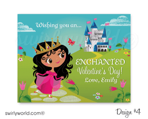 Girls Printable Princess Classroom Valentine's Day Cards for Digital Download
