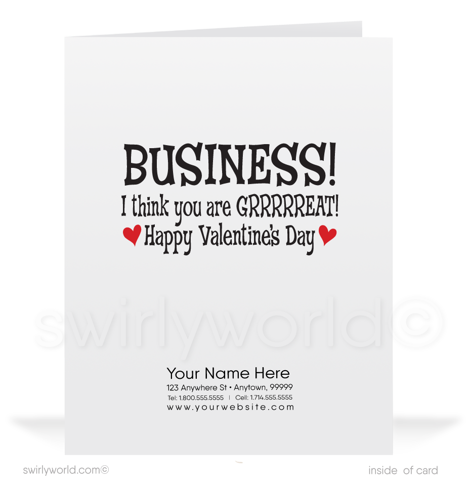 Charming 1940s-1950s Vintage-Inspired Valentine's Day Cards: Cute Tiger with Hearts