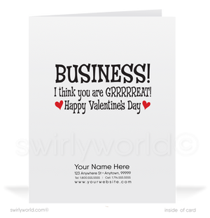 Charming 1940s-1950s Vintage-Inspired Valentine's Day Cards: Cute Tiger with Hearts