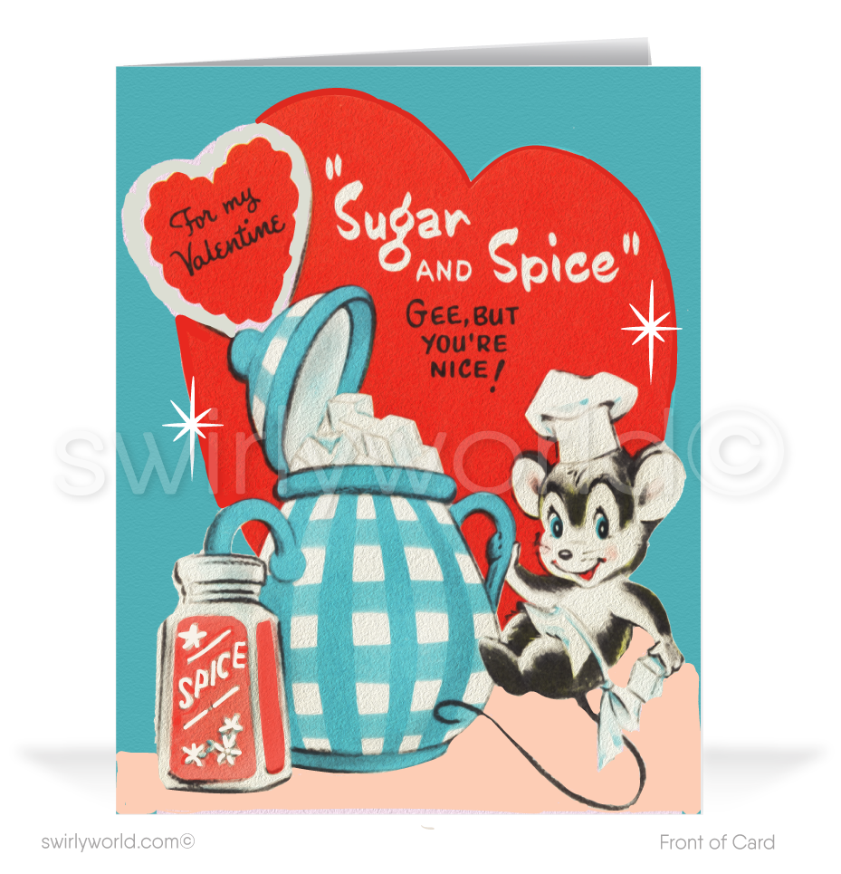 1950's Vintage Retro Mid-Century Happy Valentine's Day Cards