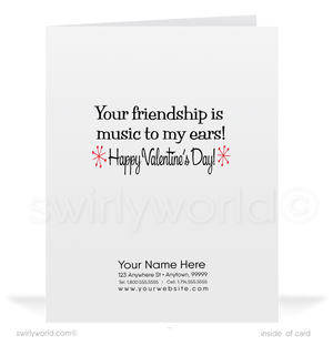 Charming 1940s-1950s Vintage-Inspired Valentine's Day Cards: Retro Boy with Vinyl Records