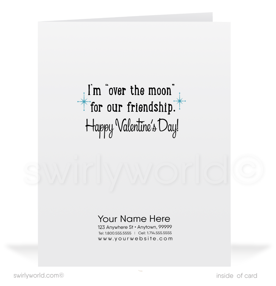 1950s Vintage Outer Space Kitsch Astronaut Happy Valentine's Day Cards