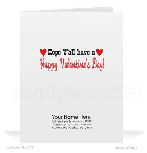 Charming 1940s-1950s Vintage-Inspired Valentine's Day Cards: Retro Singing Cowboy with Hearts