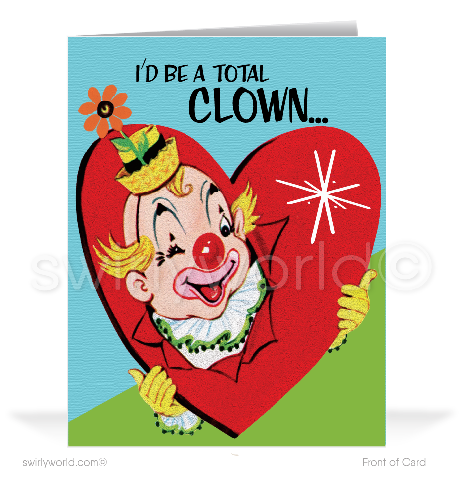Vintage Valentines Cards Clowning Around Clowns Hallmark Sealed Classroom  Pack