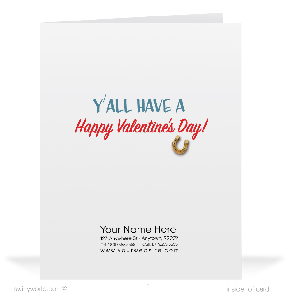 Charming 1940s-1950s Vintage-Inspired Valentine's Day Cards: Retro Western Cowboy with Hearts