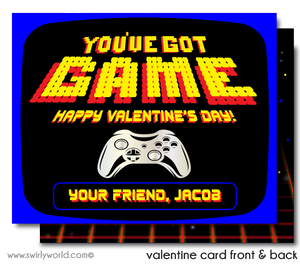 vintage 1980's arcade video game Valentine's day cards for boys school classroom